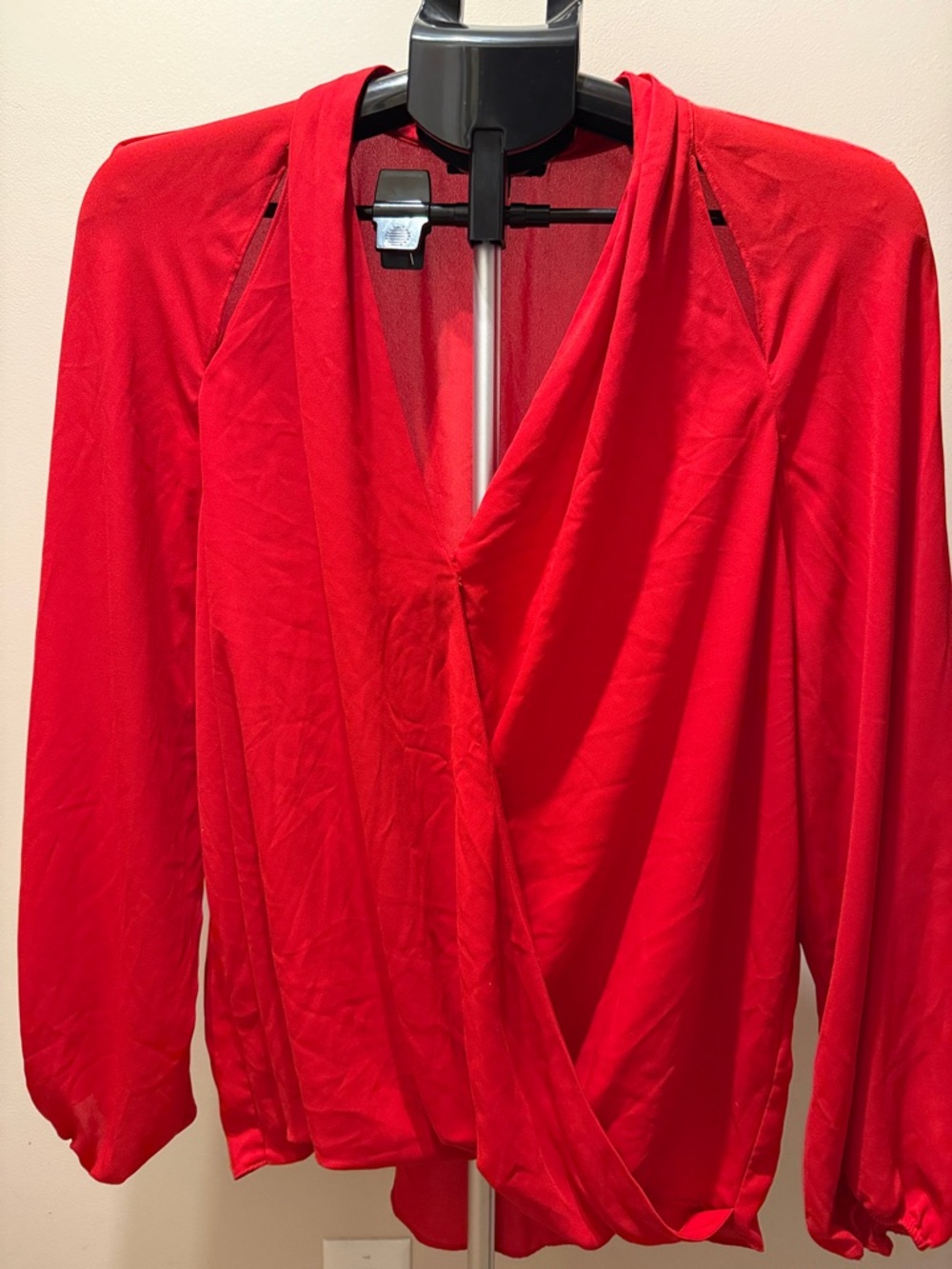 INC International Concepts Bright Red Surplice Blouse